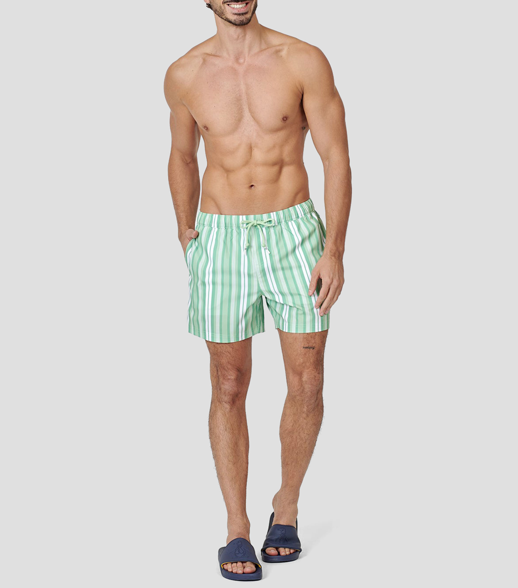 Traje de baño largo rayas Hombre